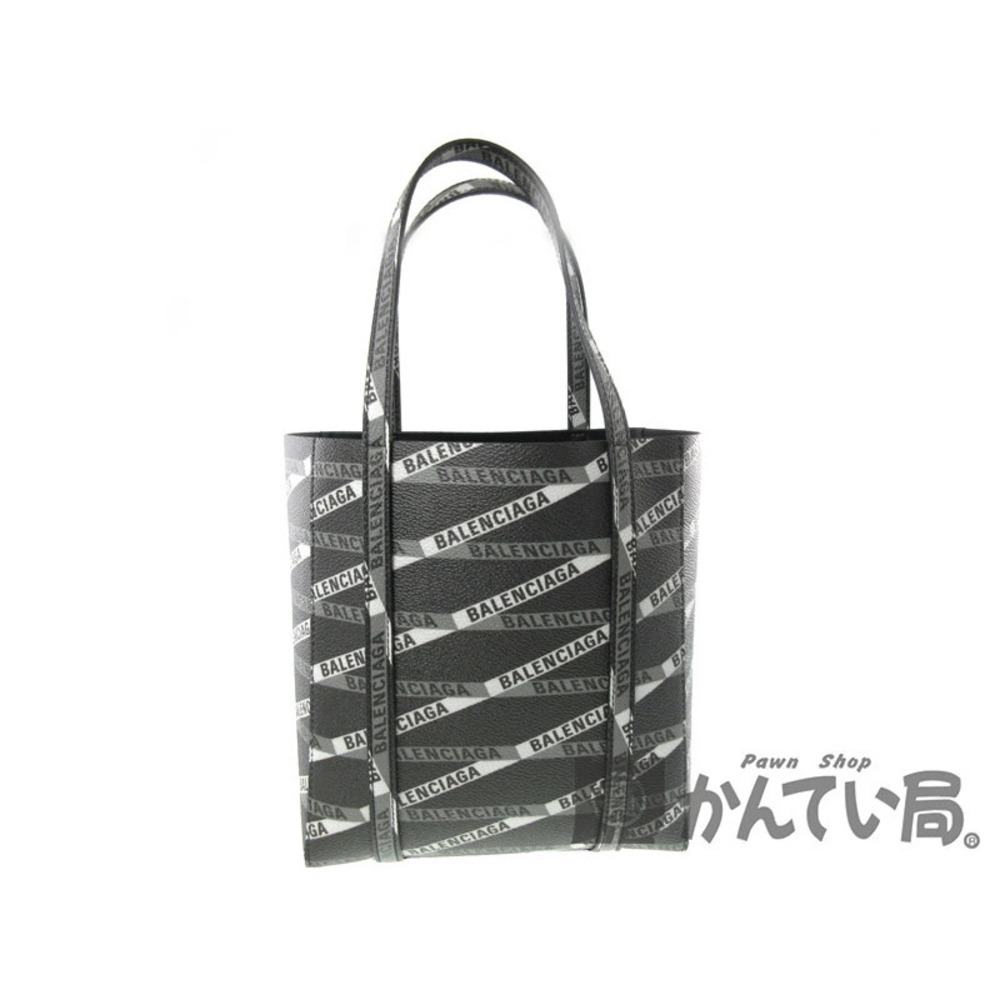 BALENCIAGA Tote Bag Shoulder Handbag Leather Black Gray